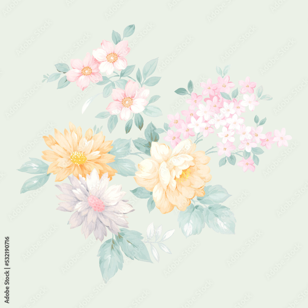 Greeting card with flowers, can be used as invitation card for wedding, birthday and other holiday and summer background