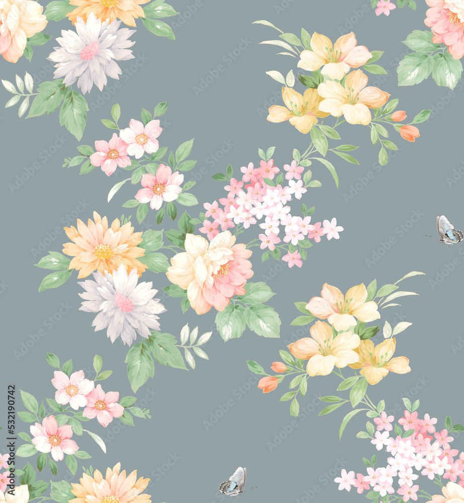 Classic Popular Flower Seamless pattern background.
Perfect for wallpaper, fabric design, wrapping paper, surface textures, digital paper.
