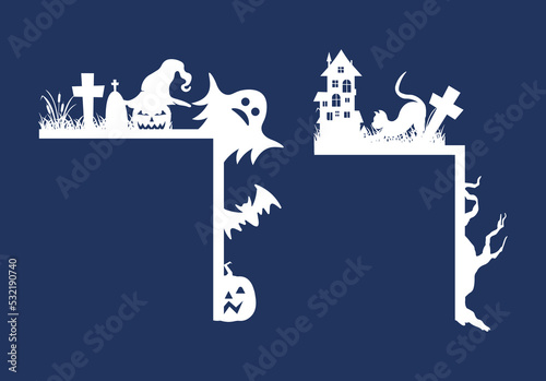 Laser Cut Halloween door Corner border collection,