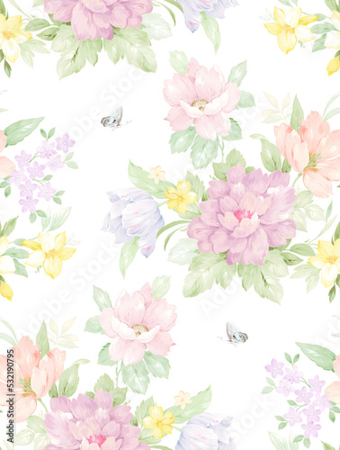 Classic Popular Flower Seamless pattern background. Perfect for wallpaper, fabric design, wrapping paper, surface textures, digital paper.