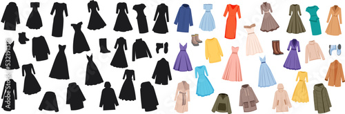 set of women s clothing isolated vector