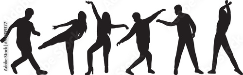 dancing people silhouette man and woman isolated vector