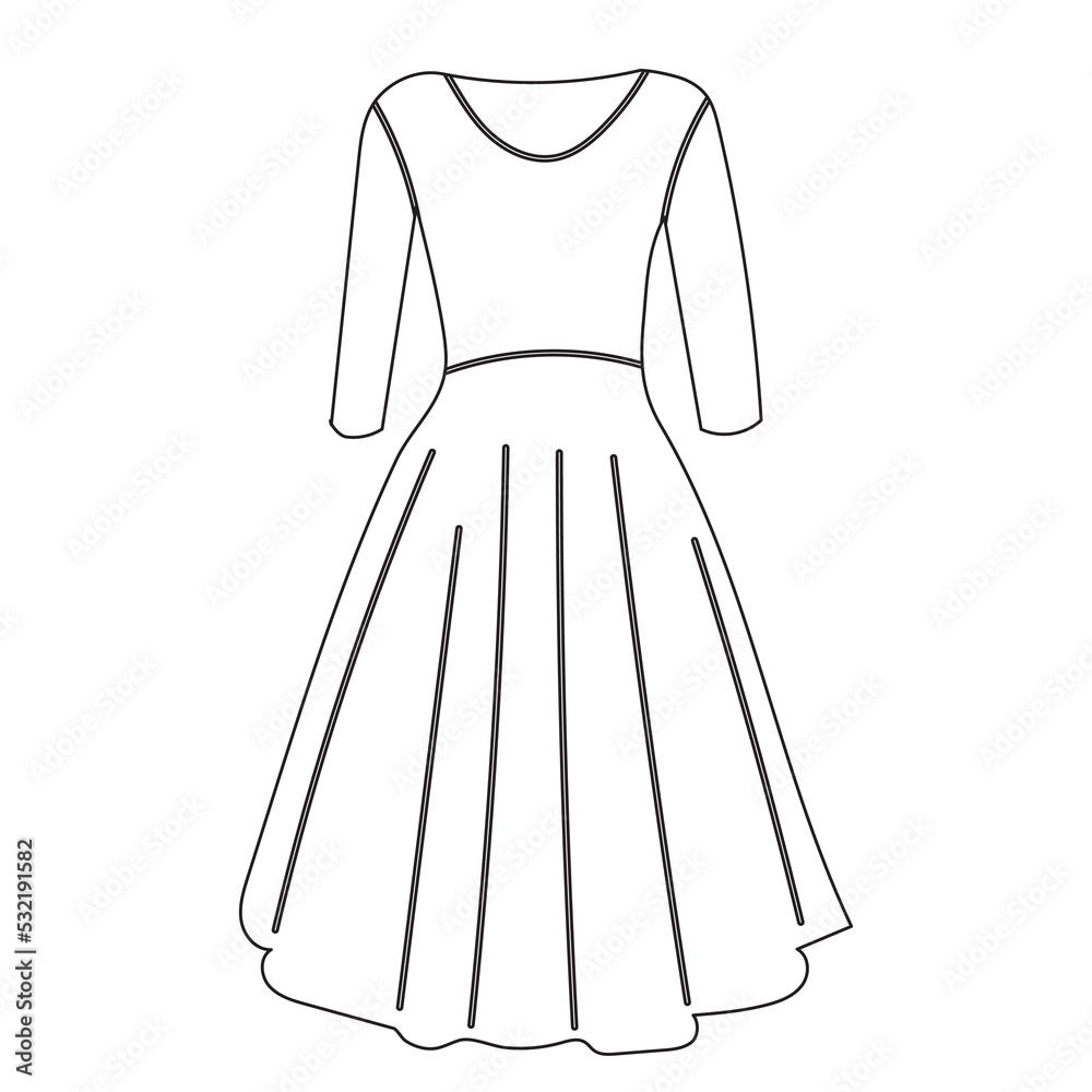 dress sketch ,contour on white background isolated vector dress sketch ,contour on white background isolated vector