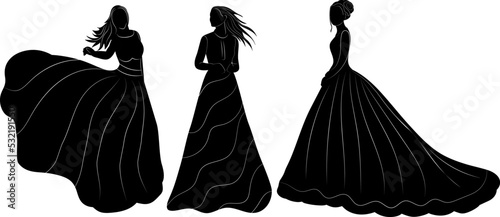set of bride with silhouette isolated vector