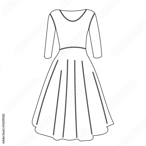 dress sketch ,contour on white background isolated vector