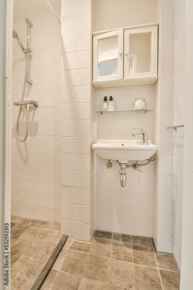 Interior of a sink with a shower Interior of a sink with a shower