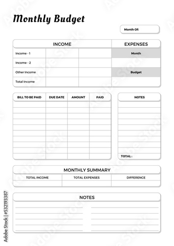 Business Planner Templates Monthly Budget