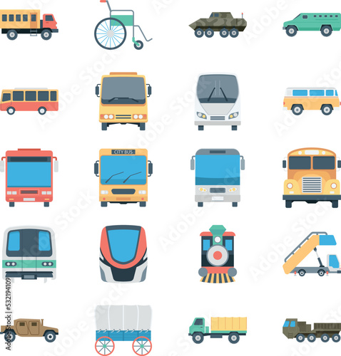 Transports Colored Vector Icons 

