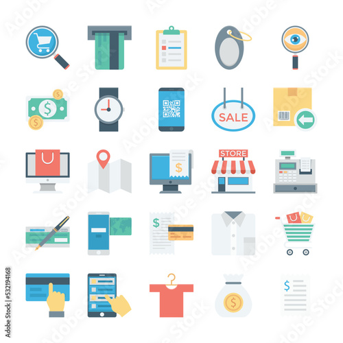 Shopping and ECommerce Colored Vector Icons