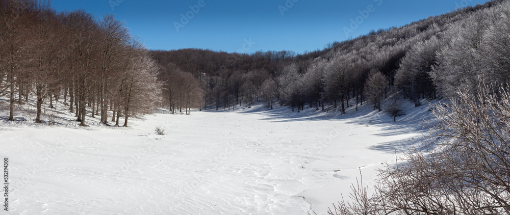 snowy mountain forest in the park of Matese Italy snowy mountain forest in the park of Matese Italy