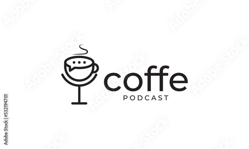 coffee podcast logo icon vector design