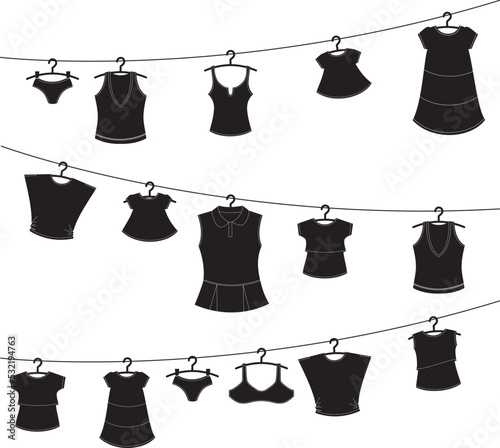 various clothes on washing line 