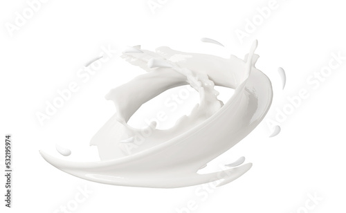 3d milk ripple whirlpool splash  isolated. 3d render illustration