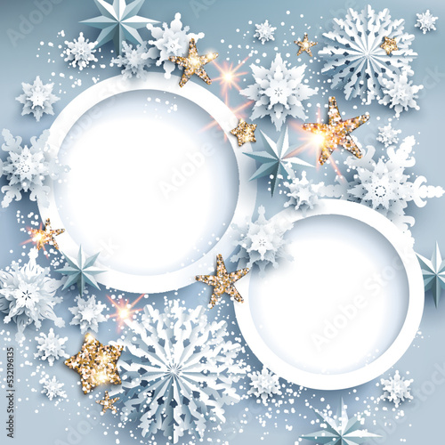 Holiday realistic paper cut round frames