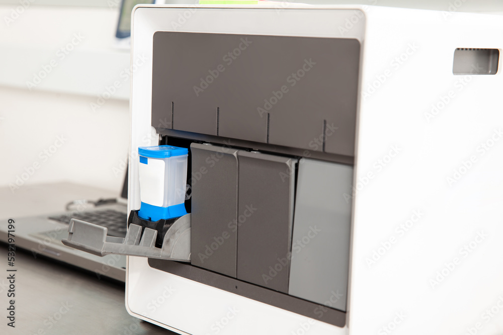 Thermal cycler machine in a molecular biology laboratory. Polymerase chain reaction technique. PCR technique Thermal cycler machine in a molecular biology laboratory. Polymerase chain reaction technique. PCR technique