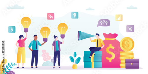 Entrepreneur with spyglass chooses best project to sponsor. Venture fund looking for new creative ideas to invest in them