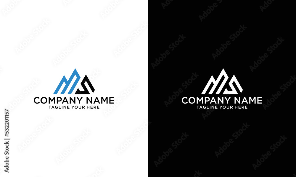 Letter MS Logo Symbol. Initial Monogram Logo. Vector logo for business and company identity on a black and white background. Letter MS Logo Symbol. Initial Monogram Logo. Vector logo for business and company identity on a black and white background.