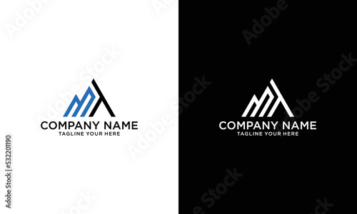 Letter MT Logo Symbol. Initial Monogram Logo. Vector logo for business and company identity on a black and white background.