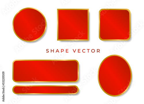 simple red and gold shape board, banner or frame vector on white background with the circle, ellipse, the square can be put text or product on frame