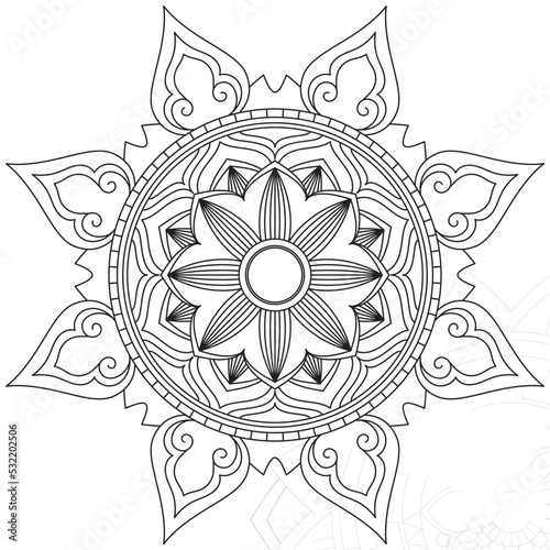Leaf Flower Petal Coloring Mandala Art Simple Graphic Shape Vector Floral Oriental Outline Vintage Decorative Elements Pattern Illustration Islam Arabic Indian Turkish Mystic Religion Morals Lotus