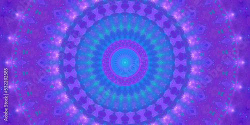 Mandala Fraktal Hintergrund Motiv f  r Druck und Internet in t  rkis lila