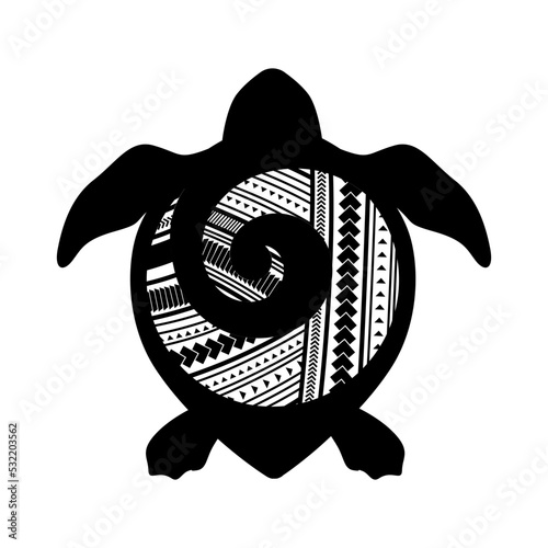 turtle with Maori tattoo shell, logo icon