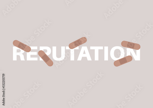 A seamless adhesive tape strips sticked to a reputation sign