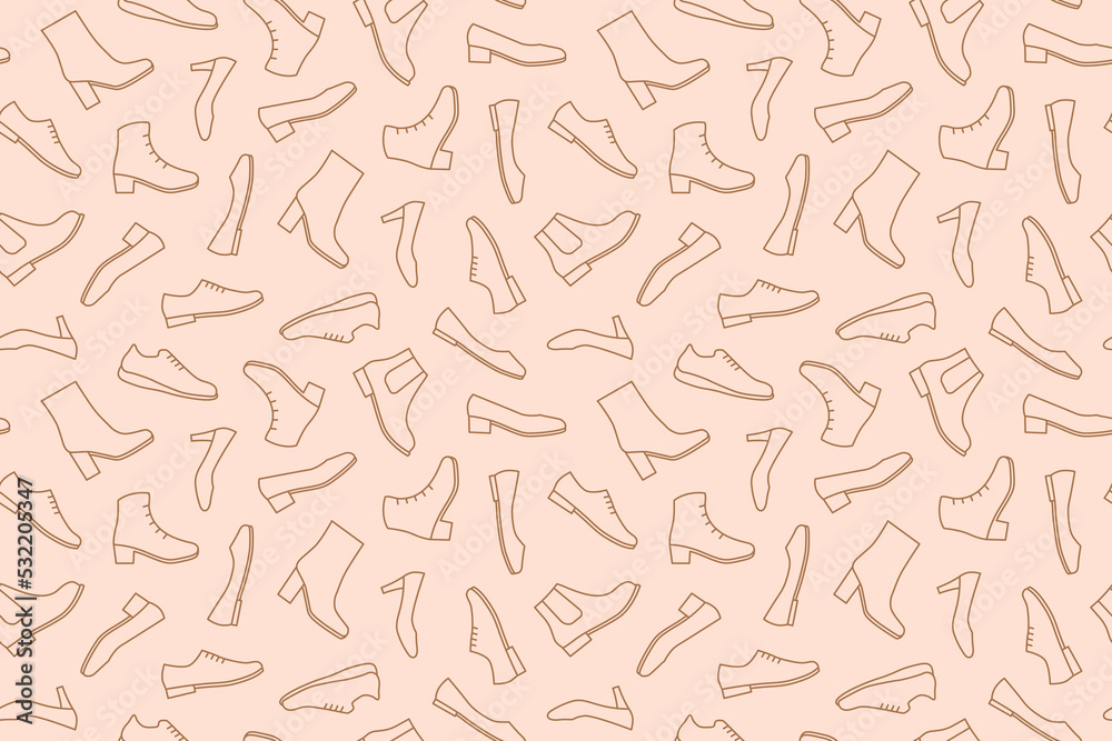 seamless pattern with shoes collection, great for wrapping, textile, wallpaper, gift card- vector illustration
