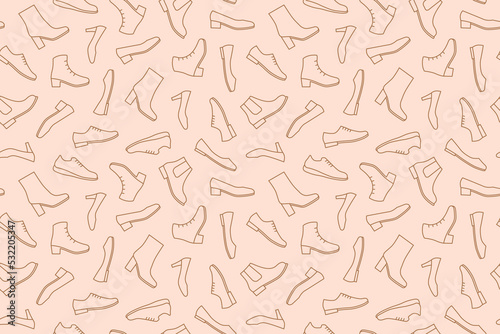 seamless pattern with shoes collection, great for wrapping, textile, wallpaper, gift card- vector illustration 