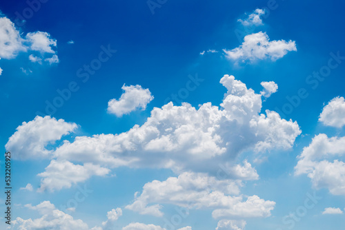 Blue sky with fluffy cloudscape nature background