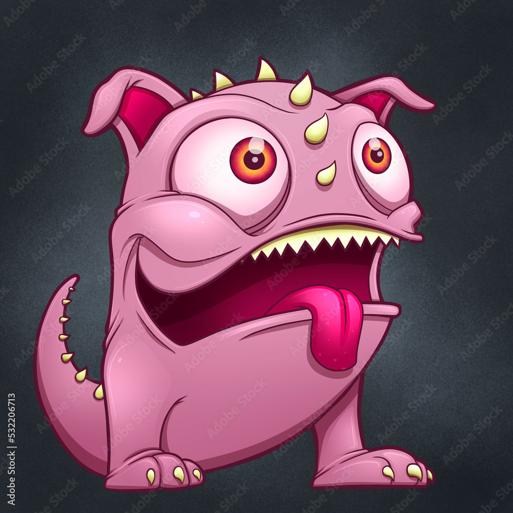 Adorable , Pink, Monster Pet Cartoon Illustration Adorable , Pink, Monster Pet Cartoon Illustration