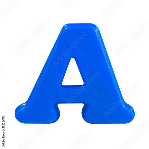 letter A uppercase alphabet plastic on white background with Clipping path photo