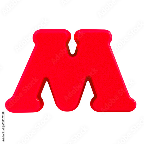 letter M uppercase alphabet plastic on white background with Clipping path