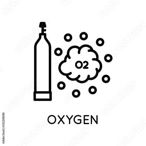 Oxygen Vector Icon. Used Medicine, Metallurgy, Fuel, Industry, Agriculture,