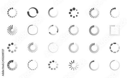 Download sign set. Load icons set. Load system. Data load. Loading bar. Froze computer. Vector stock illustration. Vector illustration