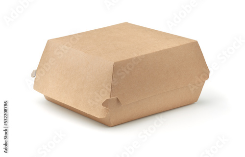 Closed blank disposable paper burger box © Coprid