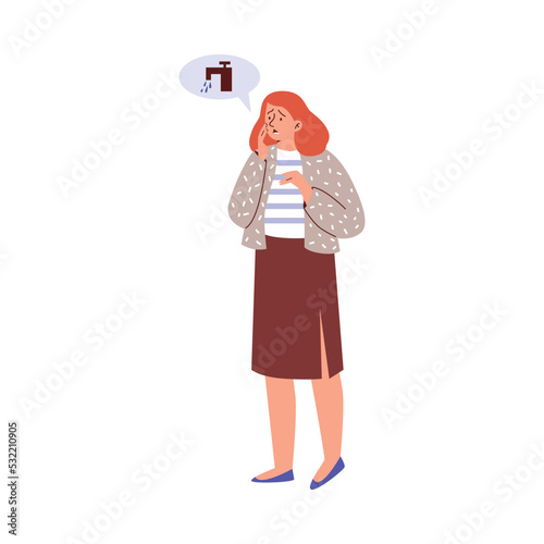 Woman with obsessive compulsive disorder OCD, flat vector illustration isolated.