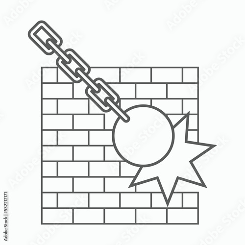 wrecking ball icon, chain ball vector