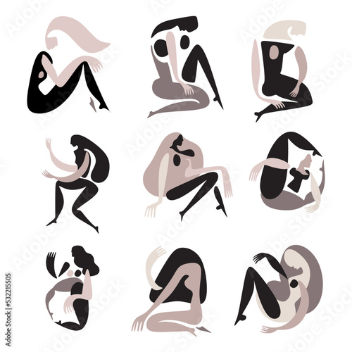 Modern abstract face portrait. Contemporary colorful background Cubism style for print, cards, textile. Vector fashion abstraction poster