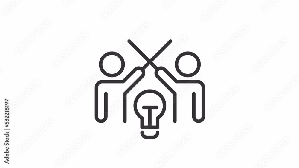 Animated debate linear icon. Fighting for best idea. Healthy disagreement with colleague. Seamless loop 4k video with alpha channel on transparent background. Outline motion graphic animation Animated debate linear icon. Fighting for best idea. Healthy disagreement with colleague. Seamless loop 4k video with alpha channel on transparent background. Outline motion graphic animation