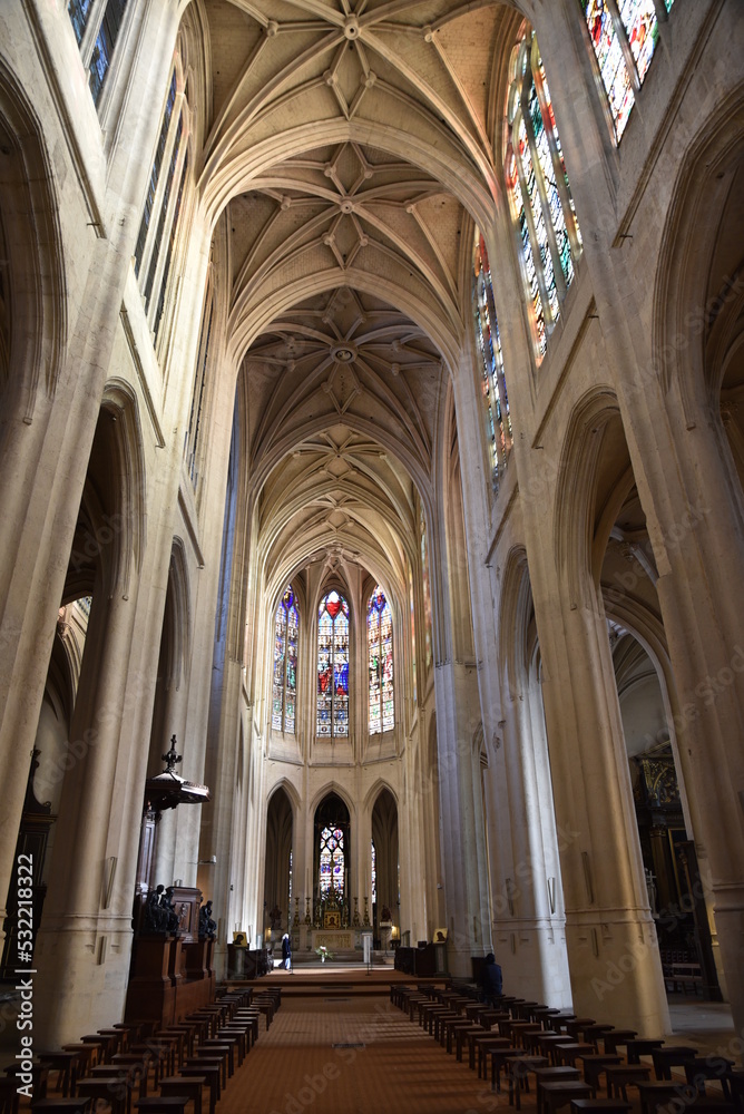 Voûtes gothiques de Saint-Gervais à Paris. France