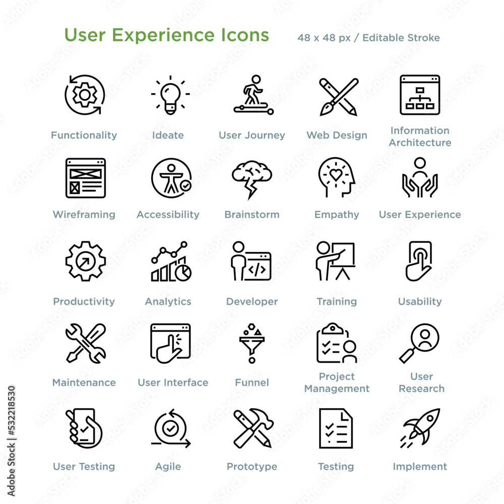 Fototapeta premium User Experience Icons - Outline