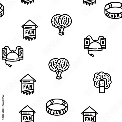 Sport Fan Supporter Accessories vector seamless pattern thin line illustration