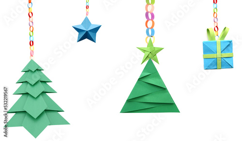 Origami paper crafts: christmas decorations photo