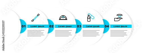 Set line False nails, Nail file, Manicure lamp and Cuticle pusher icon. Vector