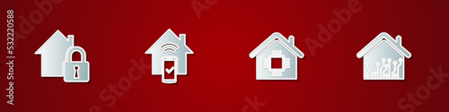 Set House under protection, Smart home remote control system, and icon. Vector