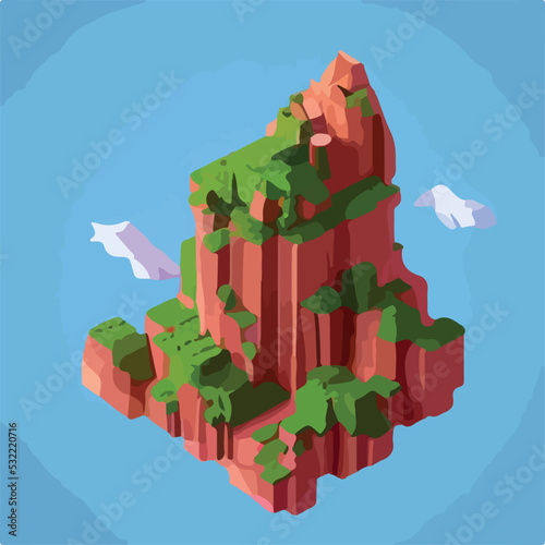 Low Poly Vector Mountain landscape.