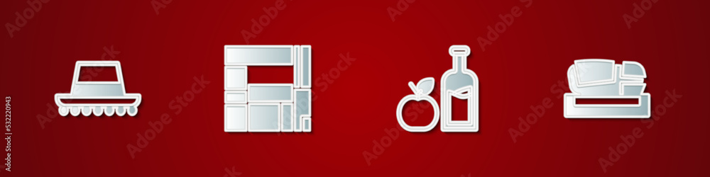 Set Spanish hat, House Edificio Mirador, Apple cider bottle and Stadium Mestalla icon. Vector Set Spanish hat, House Edificio Mirador, Apple cider bottle and Stadium Mestalla icon. Vector
