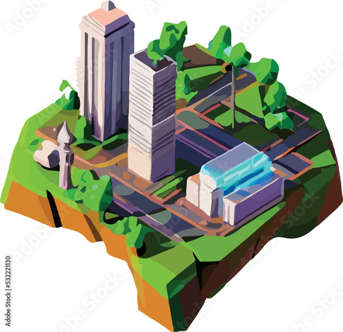 Vector isometric low poly city