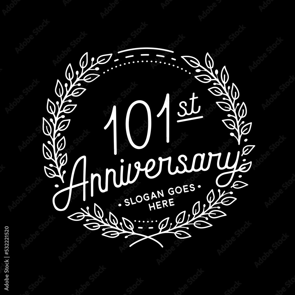101 years anniversary celebrations design template. 101st logo. Vector and illustrations.
101 years anniversary celebrations design template. 101st logo. Vector and illustrations.